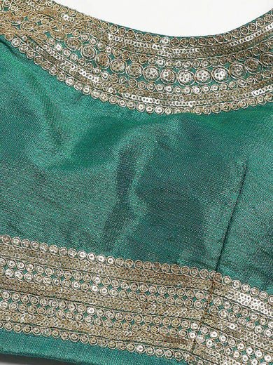 Turquoise Blue Semi-Stitched Myntra Wedding Wear Lehenga & Unstitched Blouse with Dupatta